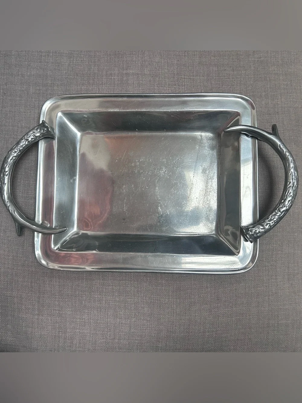 Sculptural Antler Handle Serving Tray Rustic Lodge Equestrian Style #06302610